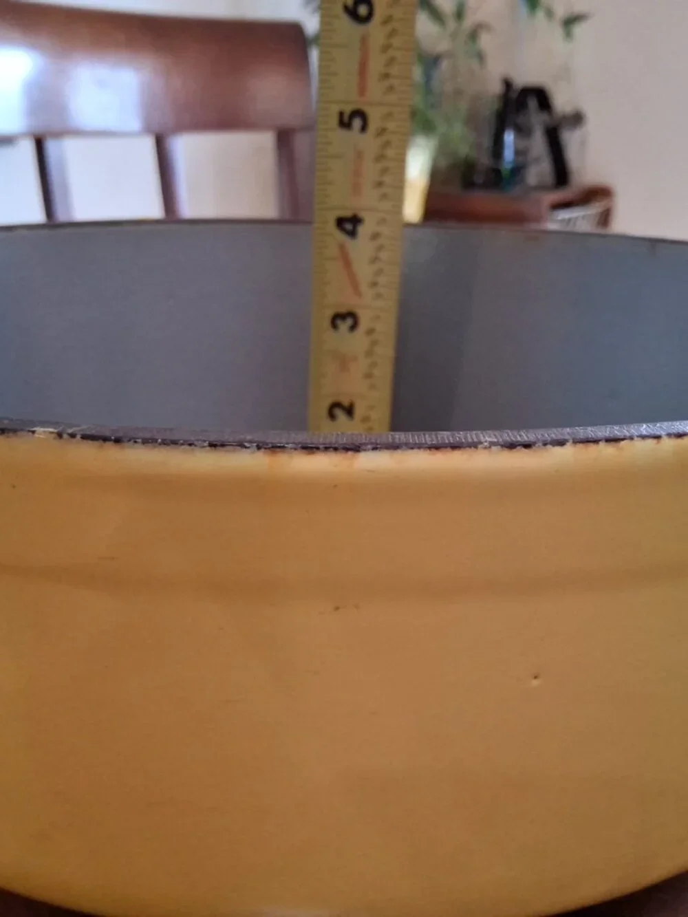Vintage Descoware Belgium Enamel Cast Iron Casserole FE 8 3-A w/Yellow Lid